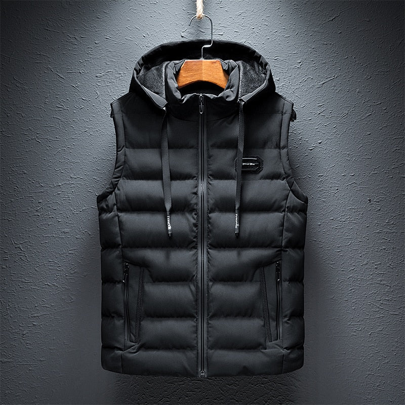 Men's Sleeveless Winter Vest | With Hood