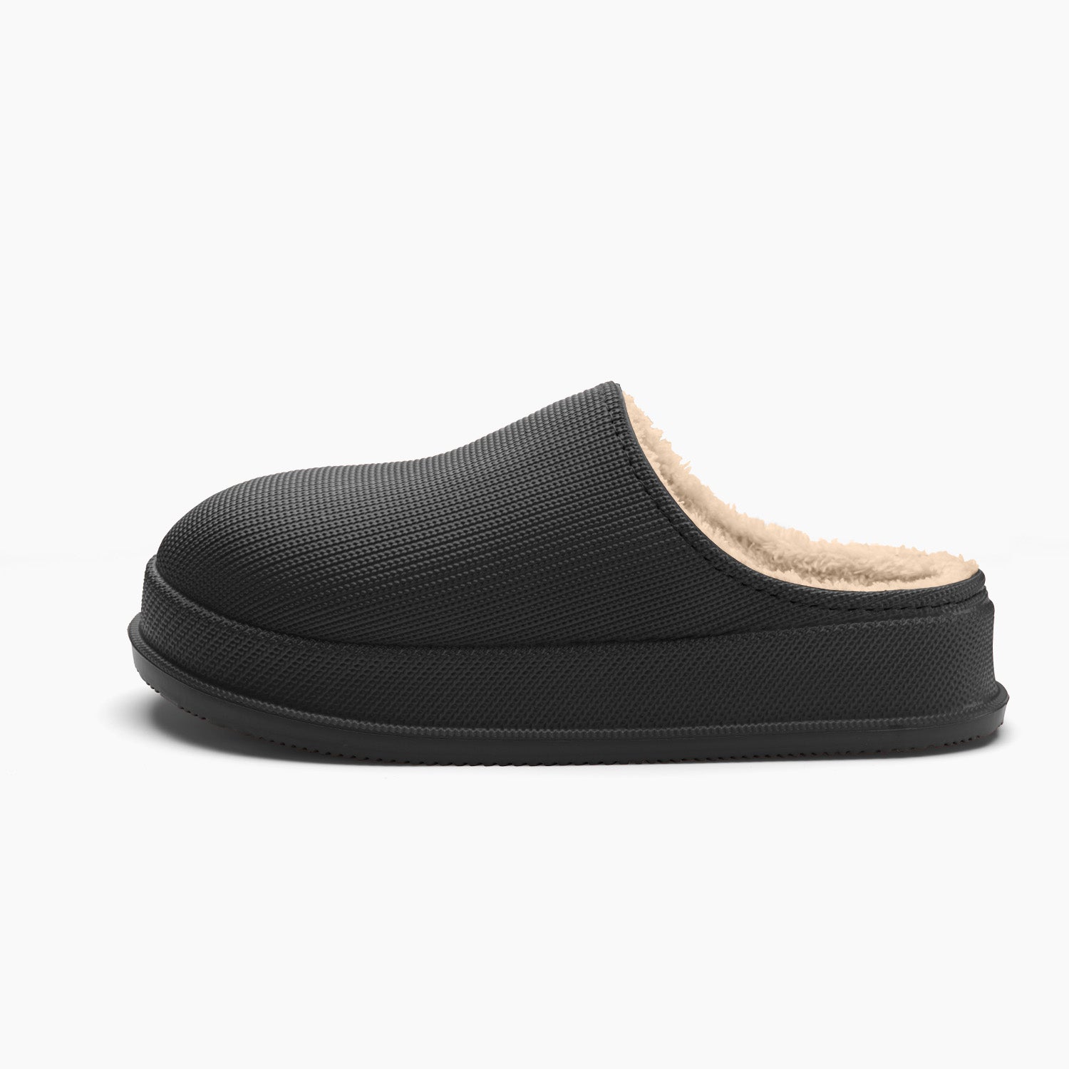 Noa | Tøfler med plysfor og vandtæt, skridsikker sål-Sort-Noa | Pantoufles avec Doublure Peluche et Semelle Antidérapante Imperméable - €24-Bentzen Butik