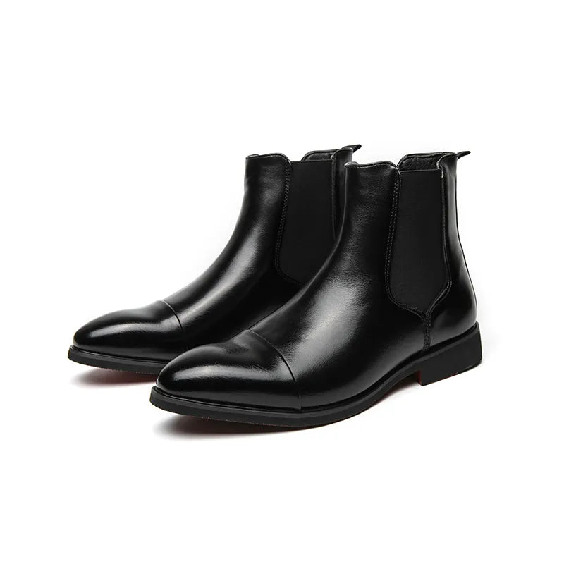 Davis | Glänzende braune Chelsea-Lederstiefel für Männer-Becker Boutique