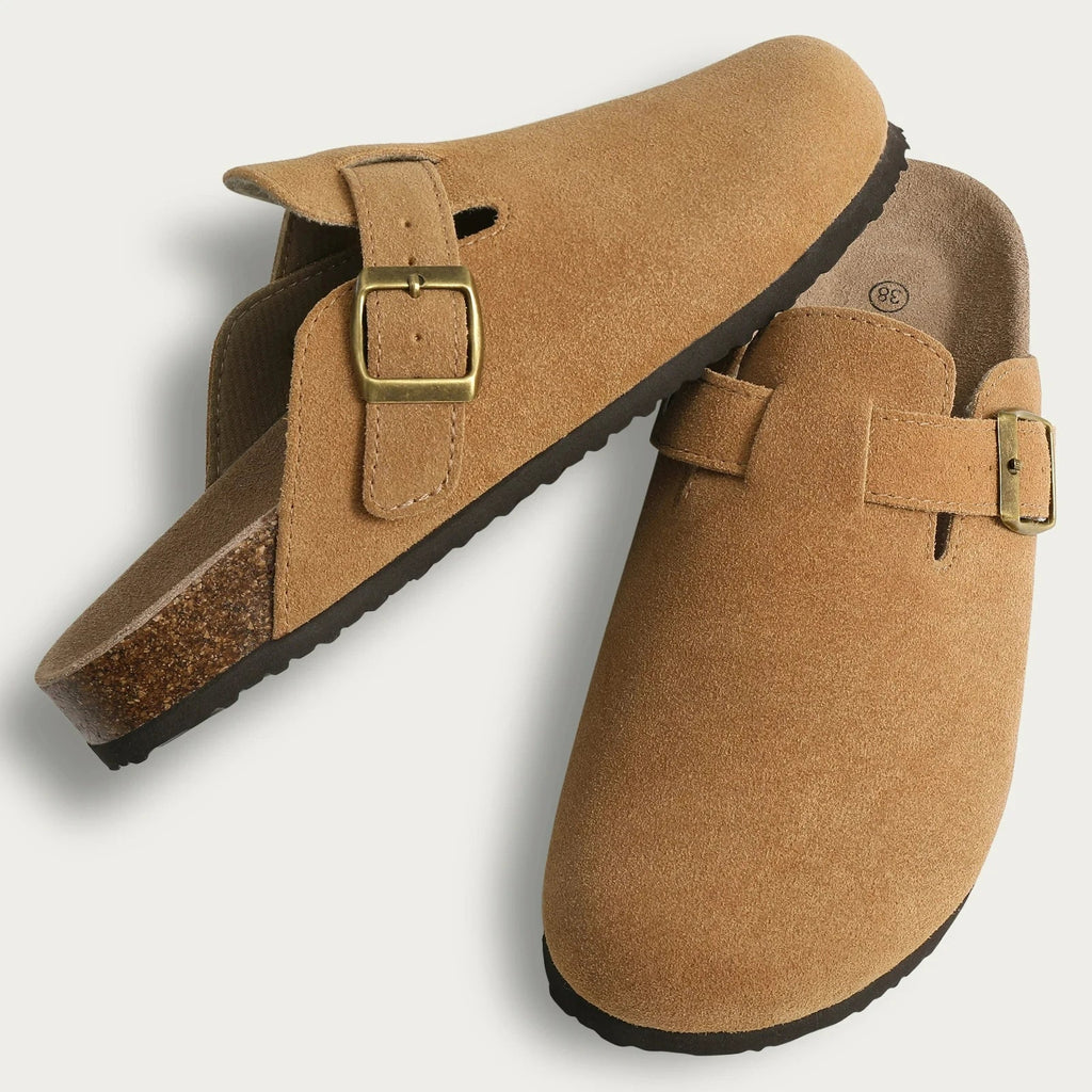 Leaf | Boston sandals made of suede with ergonomic footbed and cork sole