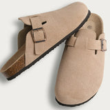 Leaf | Boston sandals made of suede with ergonomic footbed and cork sole