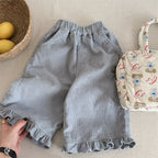 Girls Wide Corduroy Pants | Ruffle Detail