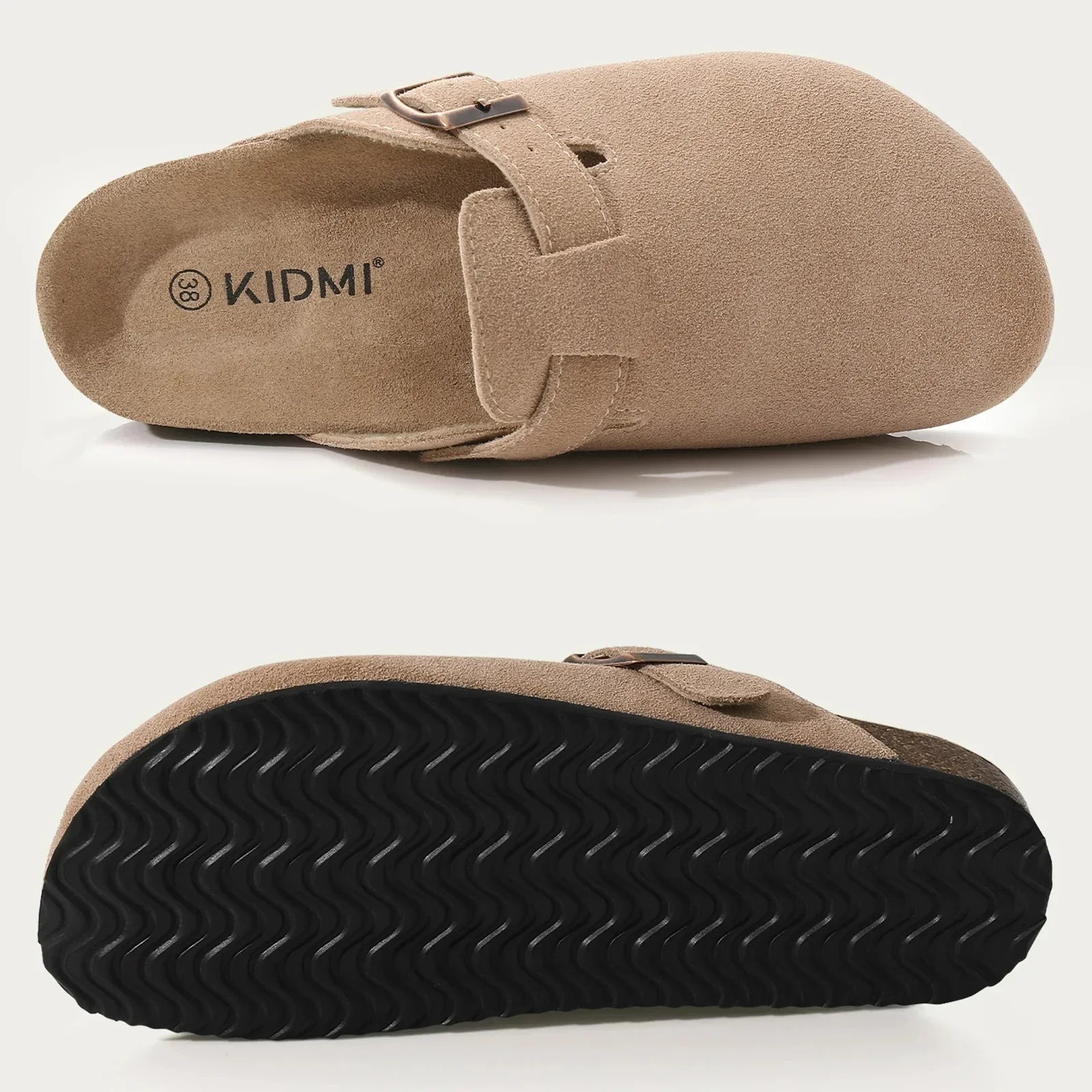Leaf | Boston sandals made of suede with ergonomic footbed and cork sole