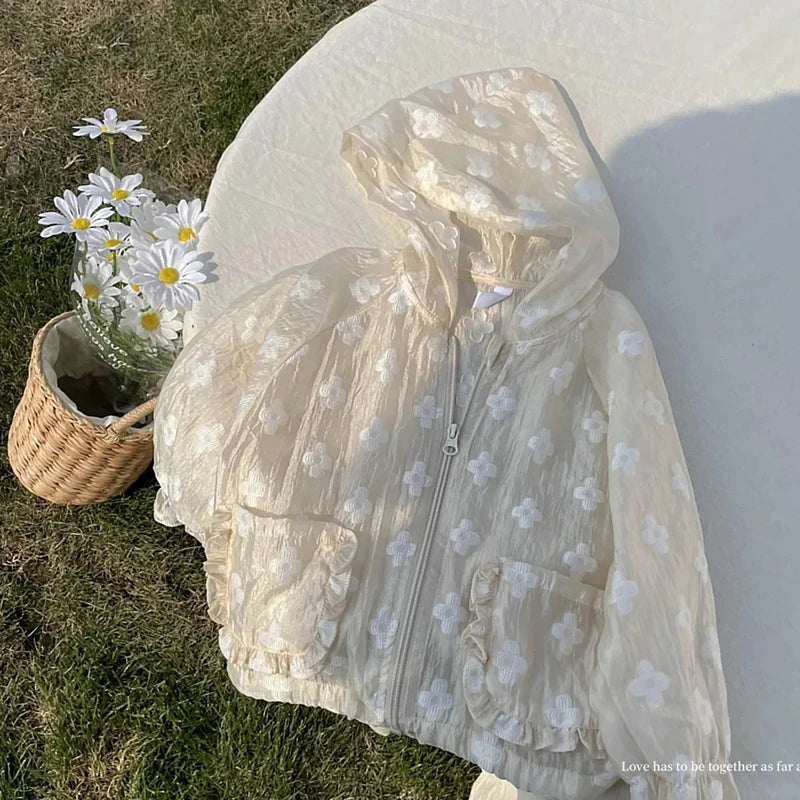 Girls Lightweight Floral Hooded Jacket