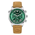 Herren-Chronographenuhr | Braunes Lederarmband
