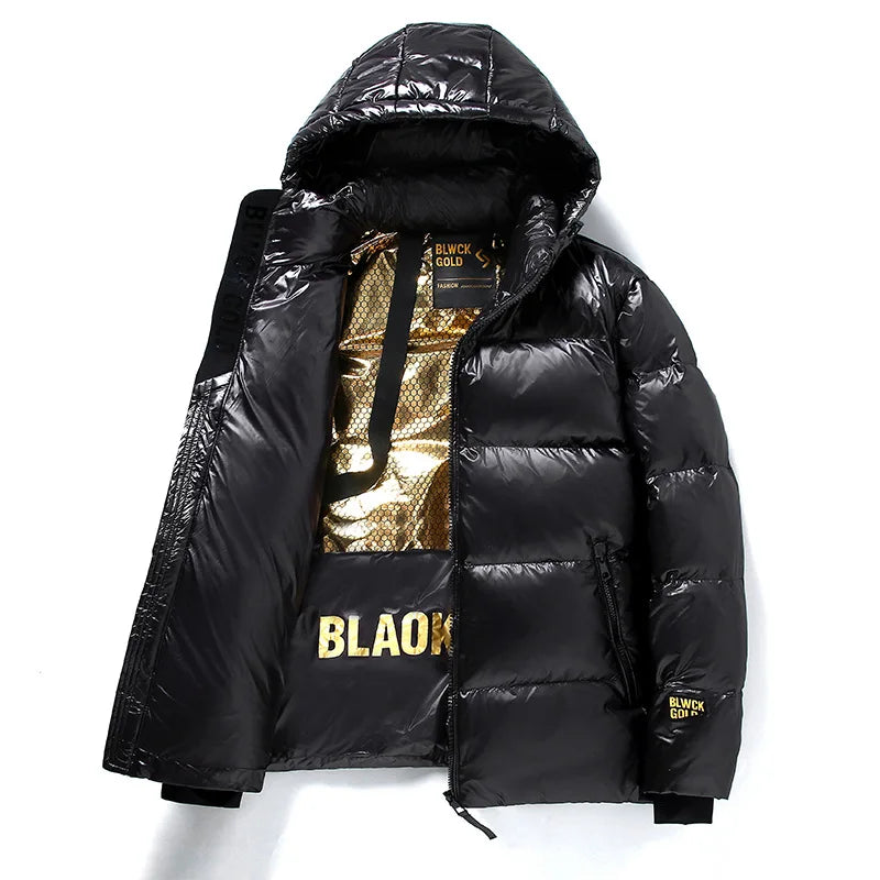 Herren Daunenjacke Winter | Schwarz Mit Kapuze