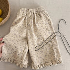 Girls Wide Corduroy Pants | Ruffle Detail