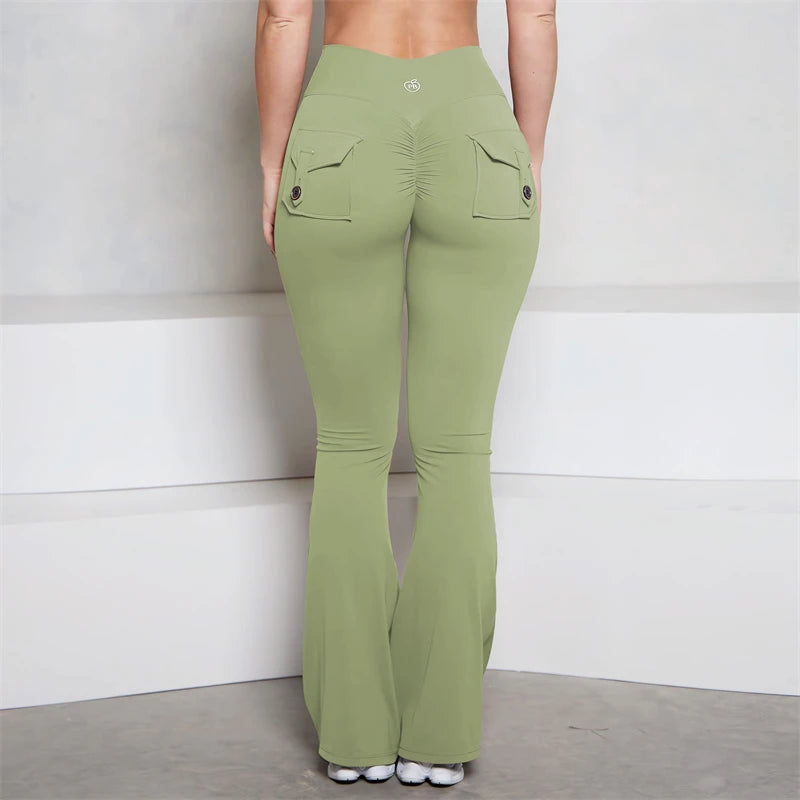 Damen Sportleggings | Flared mit Scrunch & Gesäßtaschen