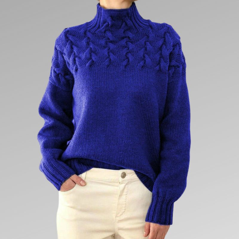 Senna | Strick-Rollkragenpullover für Frauen-Blau-S-Becker Boutique