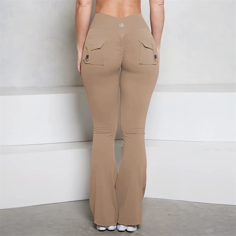 Damen Sportleggings | Flared mit Scrunch & Gesäßtaschen