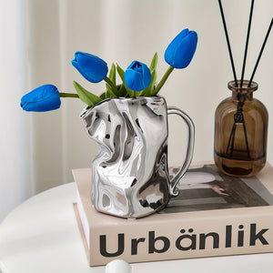 Silver Ceramic Vase | Home Decoration For Living Room - Modern Decor-Becker Boutique