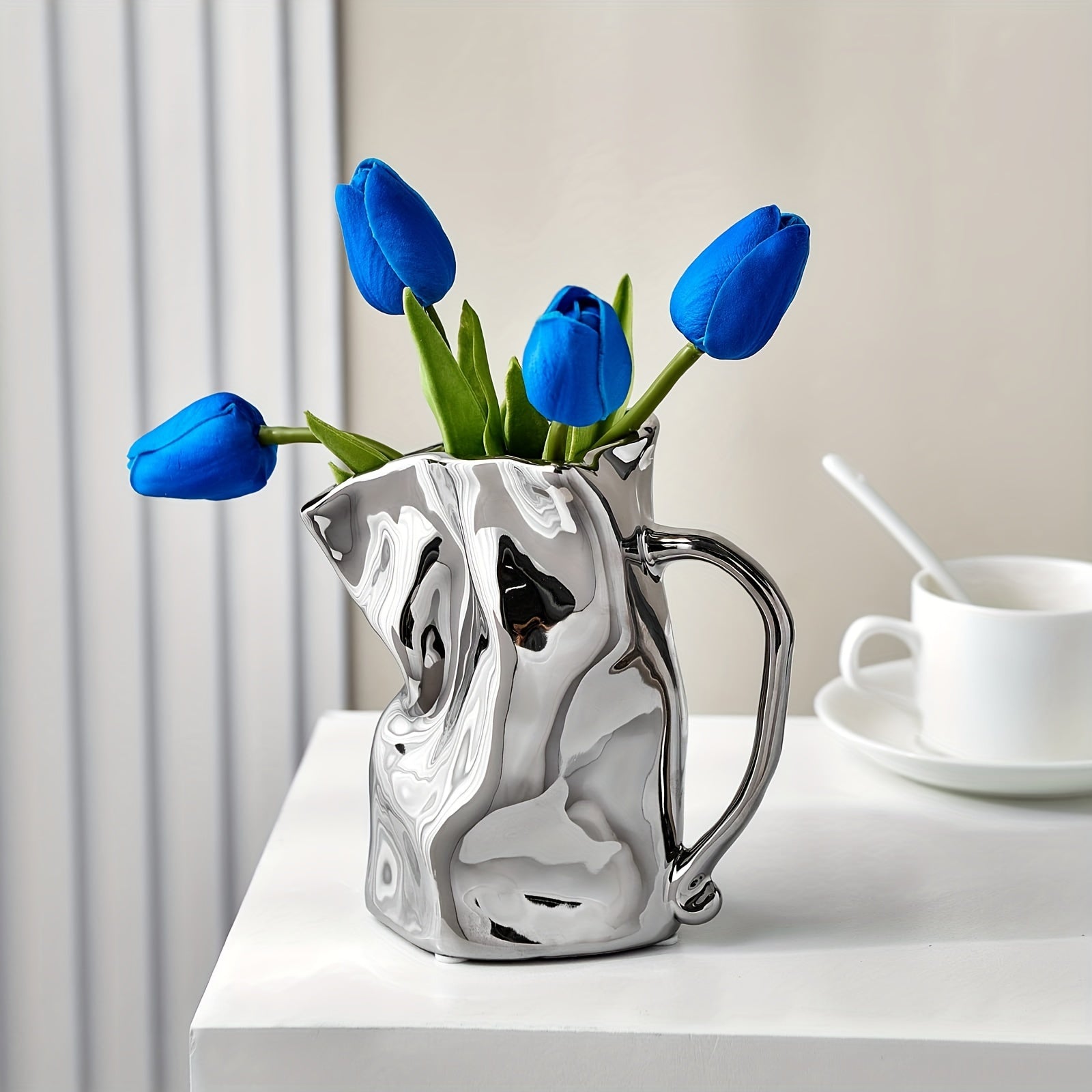 Silver Ceramic Vase | Home Decoration For Living Room - Modern Decor-Becker Boutique