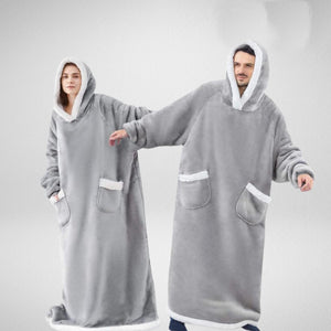SnugHug | Kapuzenpulli und Decke für zu Hause-Hellgrau-Einheitsgröße-Becker Boutique