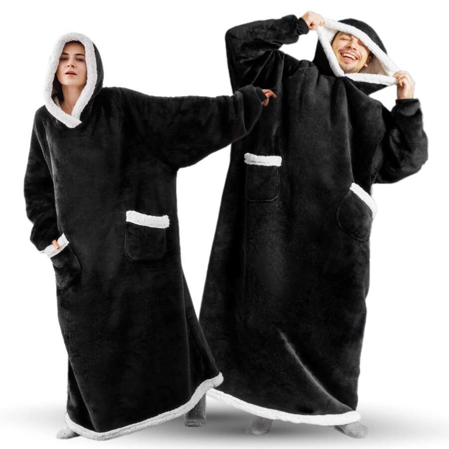 SnugHug | Kapuzenpulli und Decke für zu Hause-Schwarz-Einheitsgröße-Becker Boutique