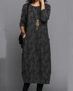 Sophie | Langärmeliges Kleid mit floralem Muster-Schwarz-S-Becker Boutique