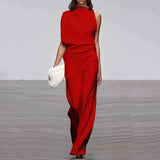 Talia | Sexy eleganter ärmelloser Jumpsuit asymmetrisch-Rot-S-Becker Boutique