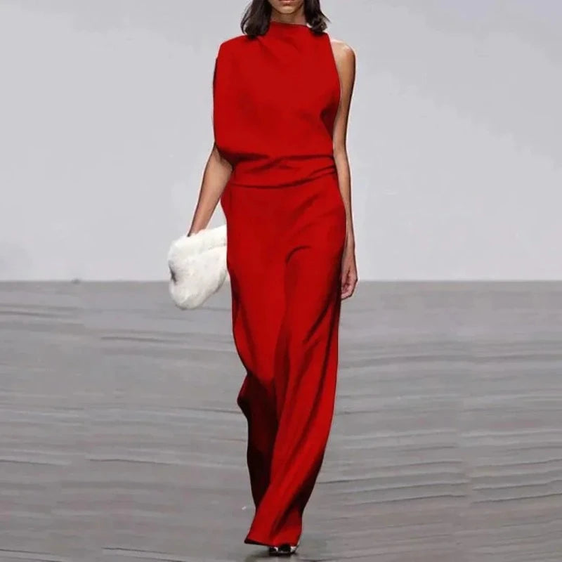 Talia | Sexy eleganter ärmelloser Jumpsuit asymmetrisch-Rot-S-Becker Boutique