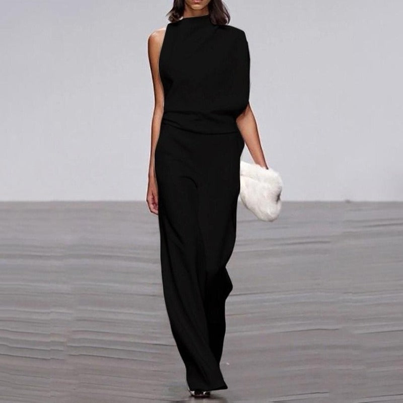 Talia | Sexy eleganter ärmelloser Jumpsuit asymmetrisch-Schwarz-S-Becker Boutique