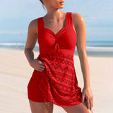 Tamar | Schlankmachendes gestepptes Tankini-Set-Rot-S-Becker Boutique
