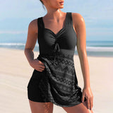 Tamar | Schlankmachendes gestepptes Tankini-Set-Schwarz-S-Becker Boutique
