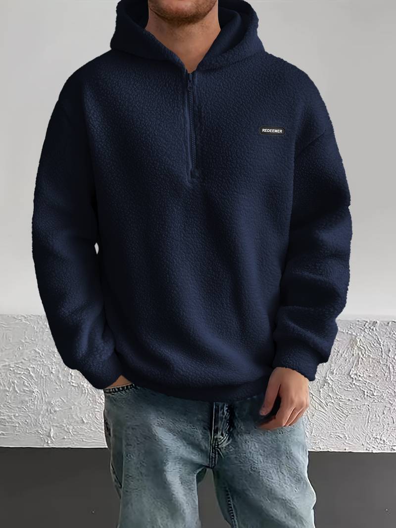 Teddi | Fleecejacke mit Halbem Reißverschluss-Blau-S-Becker Boutique