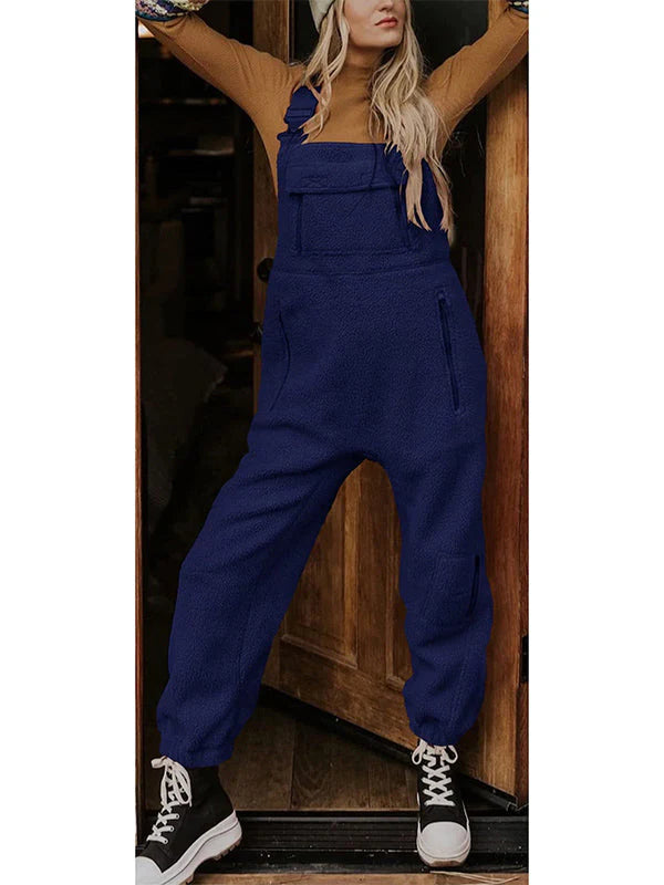 Teddy | Winter Fleece-Latzhose für Frauen-Marineblau-S-Becker Boutique