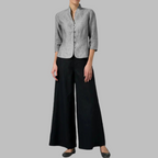Tessa | Women's chambray blouse with stand-up collar