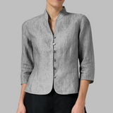 Tessa | Women's chambray blouse with stand-up collar