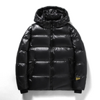Herren Daunenjacke Winter | Schwarz Mit Kapuze