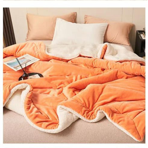 Ush | Doppellagige Lammwolldecke - Weich und Dick-Orange-100 x 120 cm-Becker Boutique