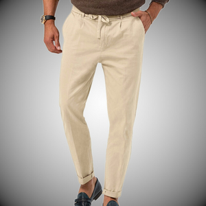 Vlad | Leinenhose mit Kordelzug für männer-Beige-S-Becker Boutique