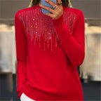 Damen Pullover | Halbrollkragen & Pailletten | Chic & Bequem