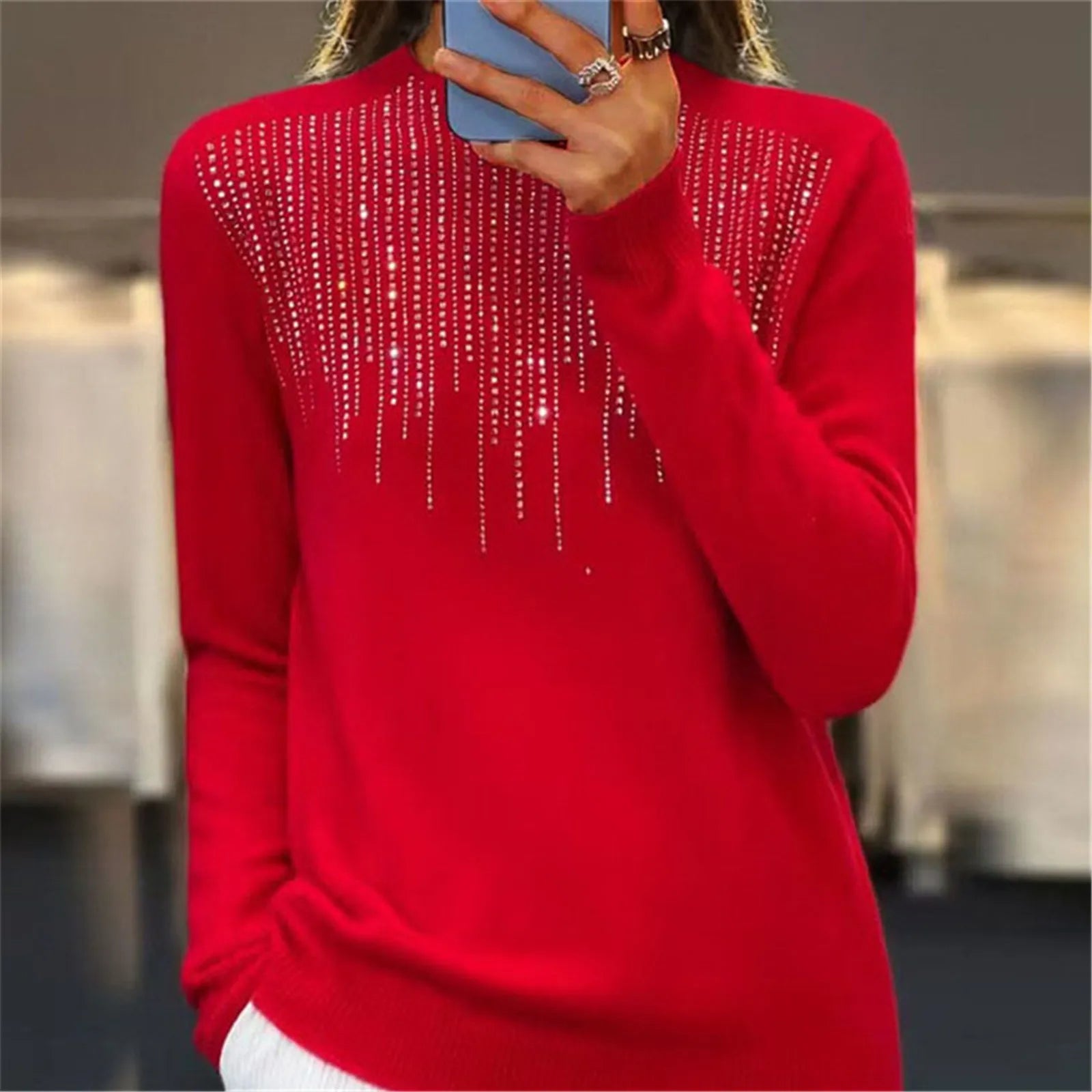 Damen Pullover | Halbrollkragen & Pailletten | Chic & Bequem