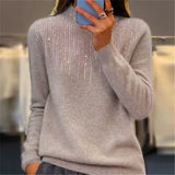 Women's Sweater | Half Turtleneck & Sequins | Chic & Comfortable