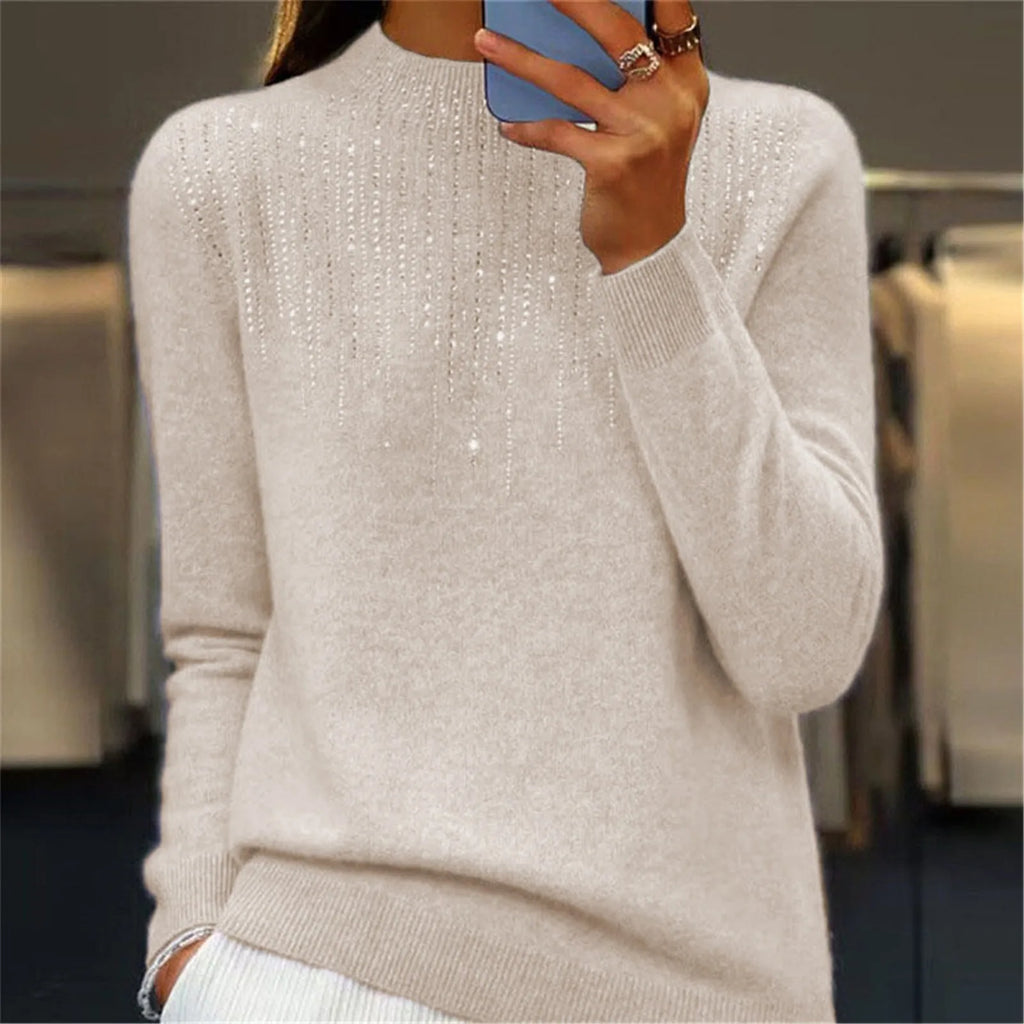 Damen Pullover | Halbrollkragen & Pailletten | Chic & Bequem