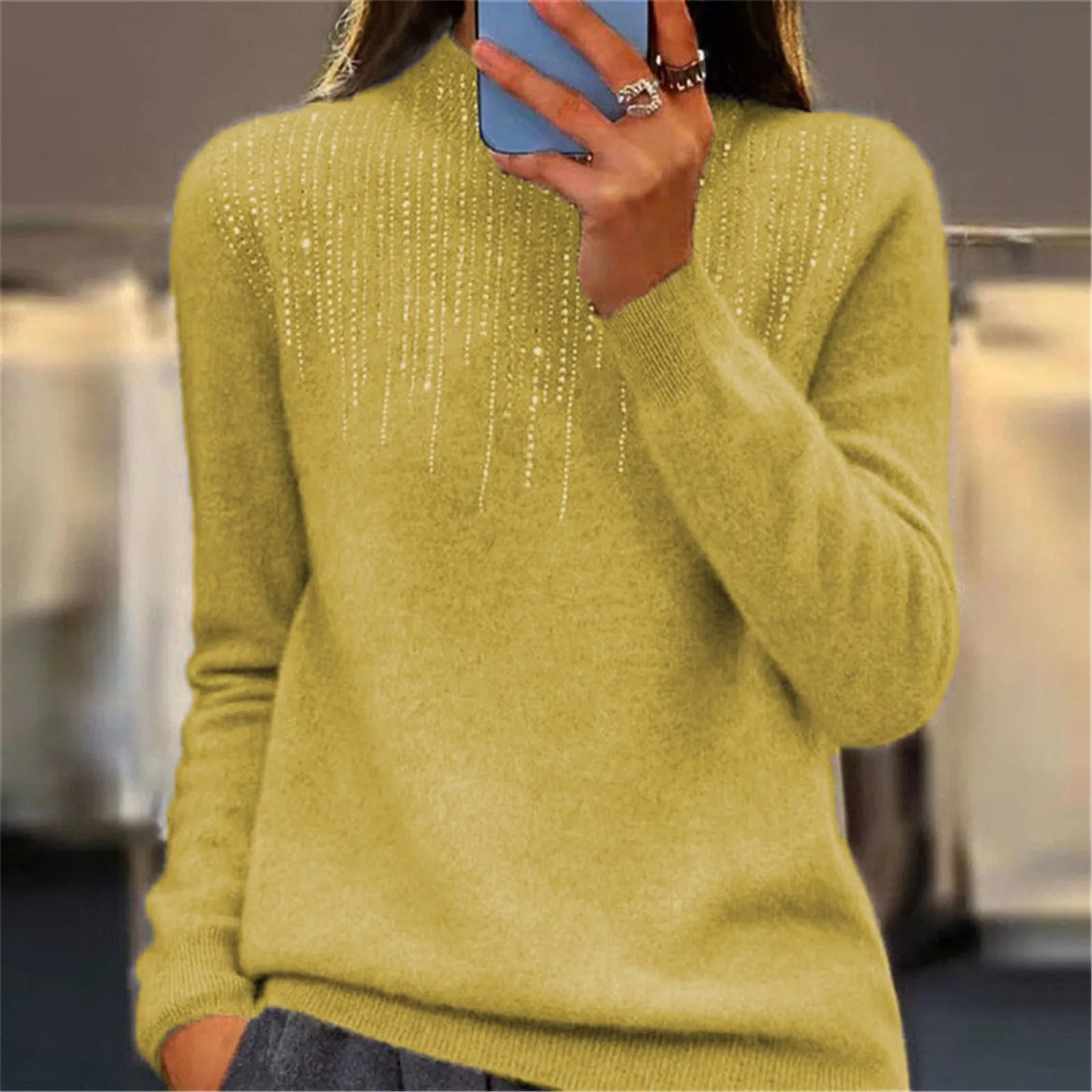 Damen Pullover | Halbrollkragen & Pailletten | Chic & Bequem