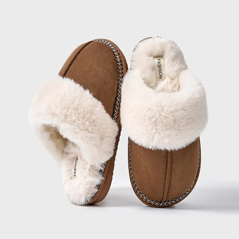 Women’s Slippers | Slip-On with Fur Collar & Open Heel