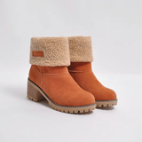 Yacinta | Damen Wasserdichte Leder Stiefeletten-Orange-35-Becker Boutique