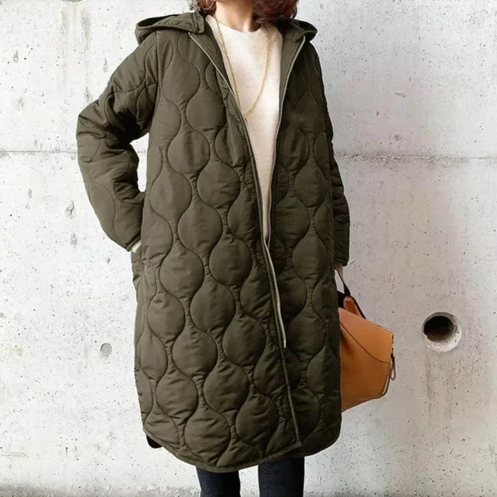 Zara | Gepolsterter Mantel für Frauen mit Kapuze - Winterfest-Dunkelgrün-Becker Boutique