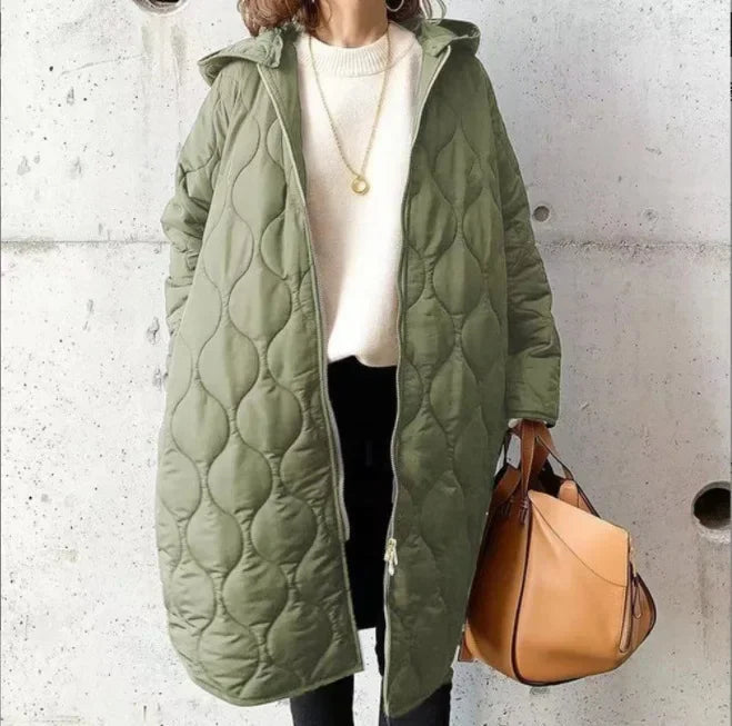 Zara | Gepolsterter Mantel für Frauen mit Kapuze - Winterfest-Grün-Becker Boutique