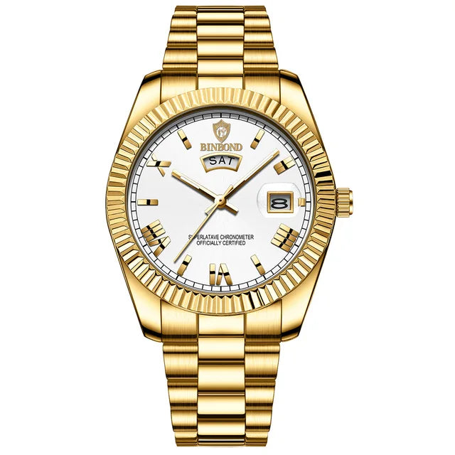 Zeitmeister | Herren Quarzuhr Kratzfest-Platin Gold-Becker Boutique