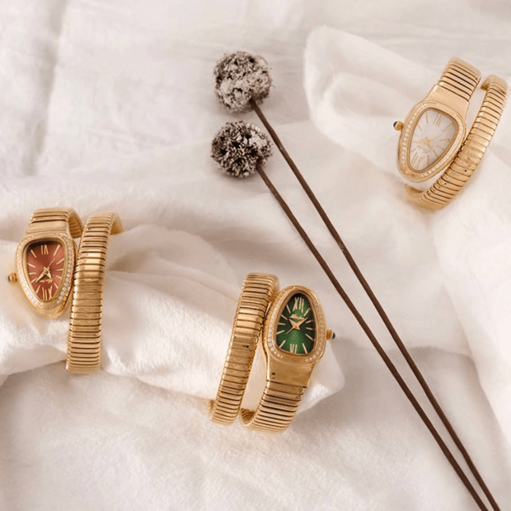 Luxe Damen Snake-Design Uhr mit Wickelarmband