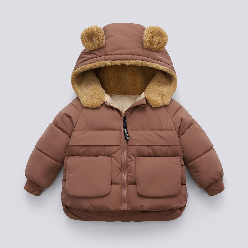 Kinder Winterjacke | Gefüttert mit Kapuze mit Ohren