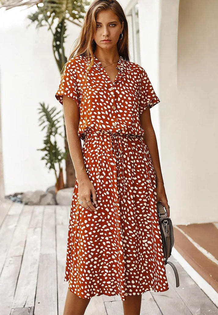 Maya | Kleid im Vintage-Stil mit modernem Komfort-Orangerot-S-Becker Boutique