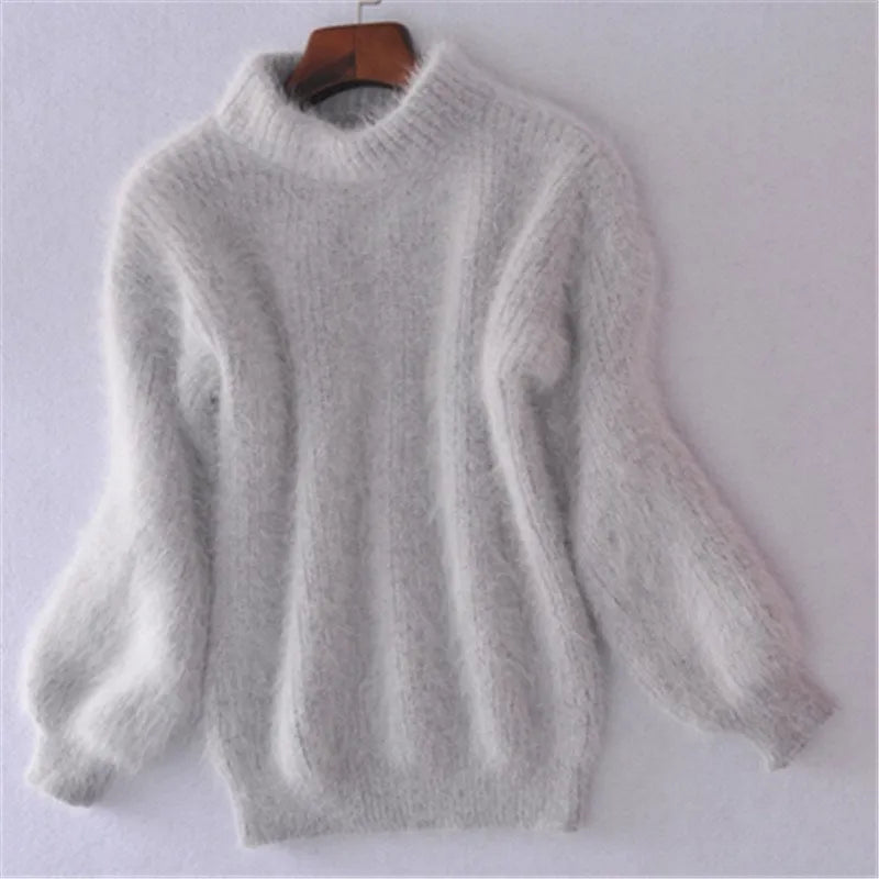Damen Strickpullover | Kashmir Gefühl & Hoher Kragen