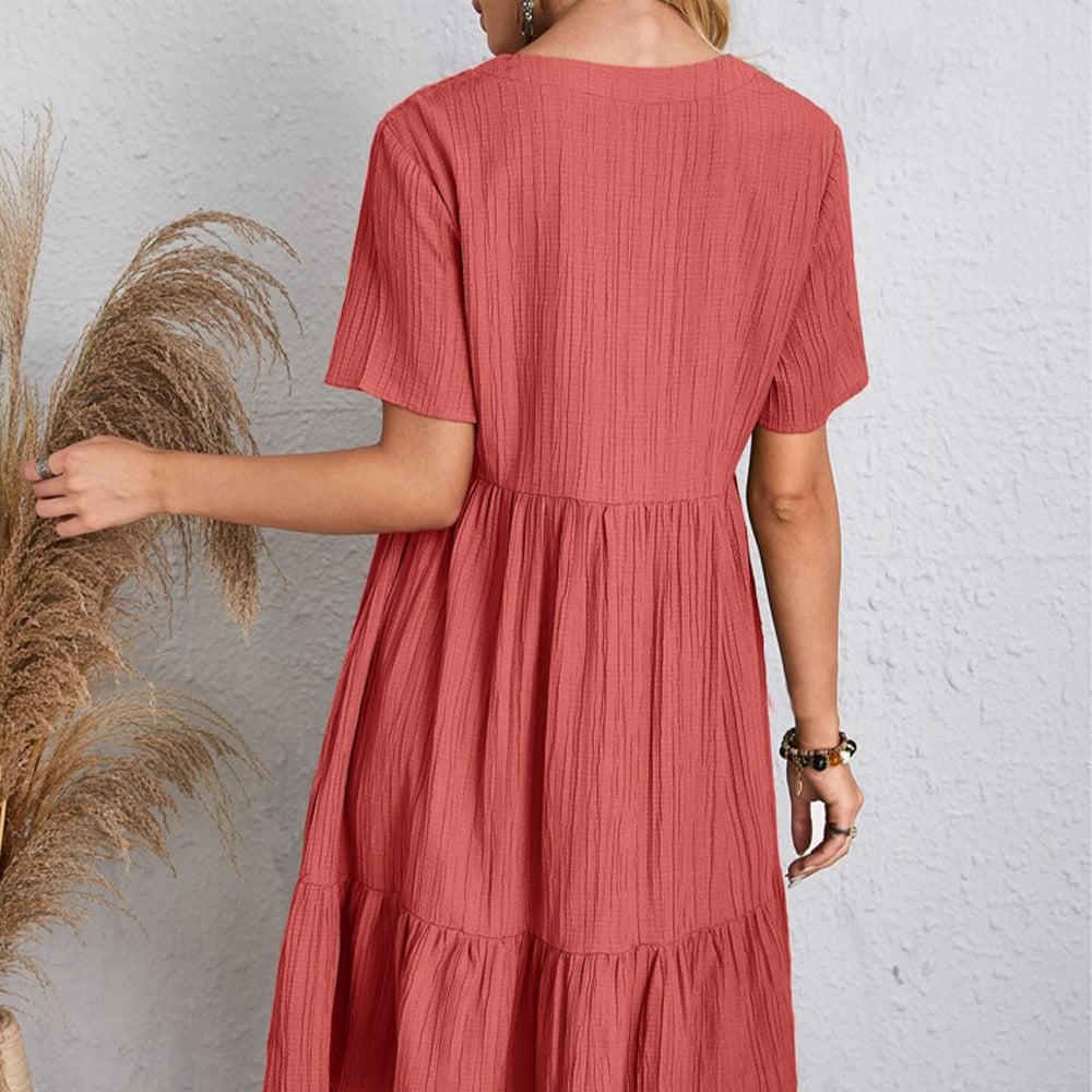 Drea | Retro lockeres Sommerkleid mit V-Ausschnitt