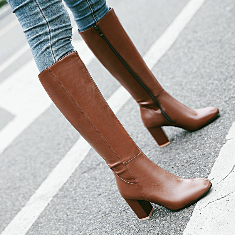Damen Kniehohe Stiefel | Reissverschluss