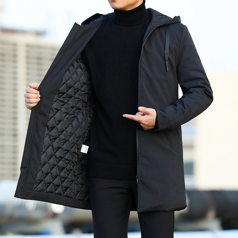 Herren Steppjacke | Winter Mantel | Mittellang Mit Kapuze