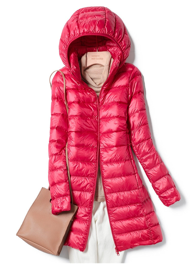 Women's down jacket | Lightweight with hood | Winter