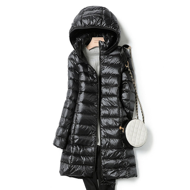 Women's down jacket | Lightweight with hood | Winter